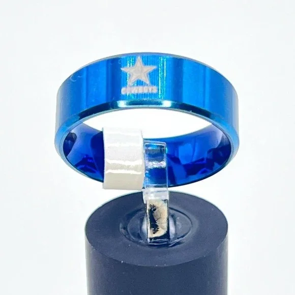 Dallas Cowboys Stainless Steel Blue Ring - Picture 5 of 7